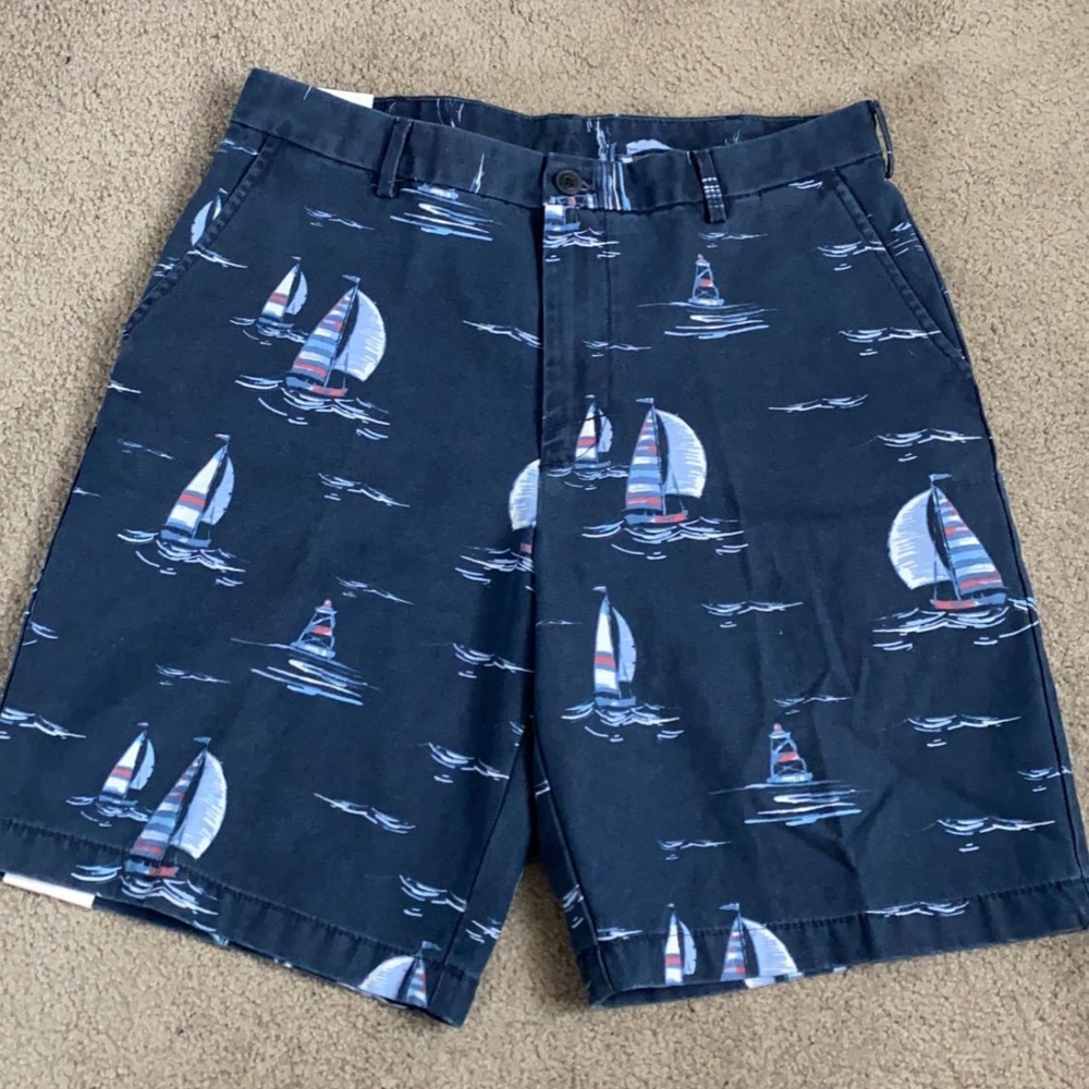 Blue Shorts with Boat Design